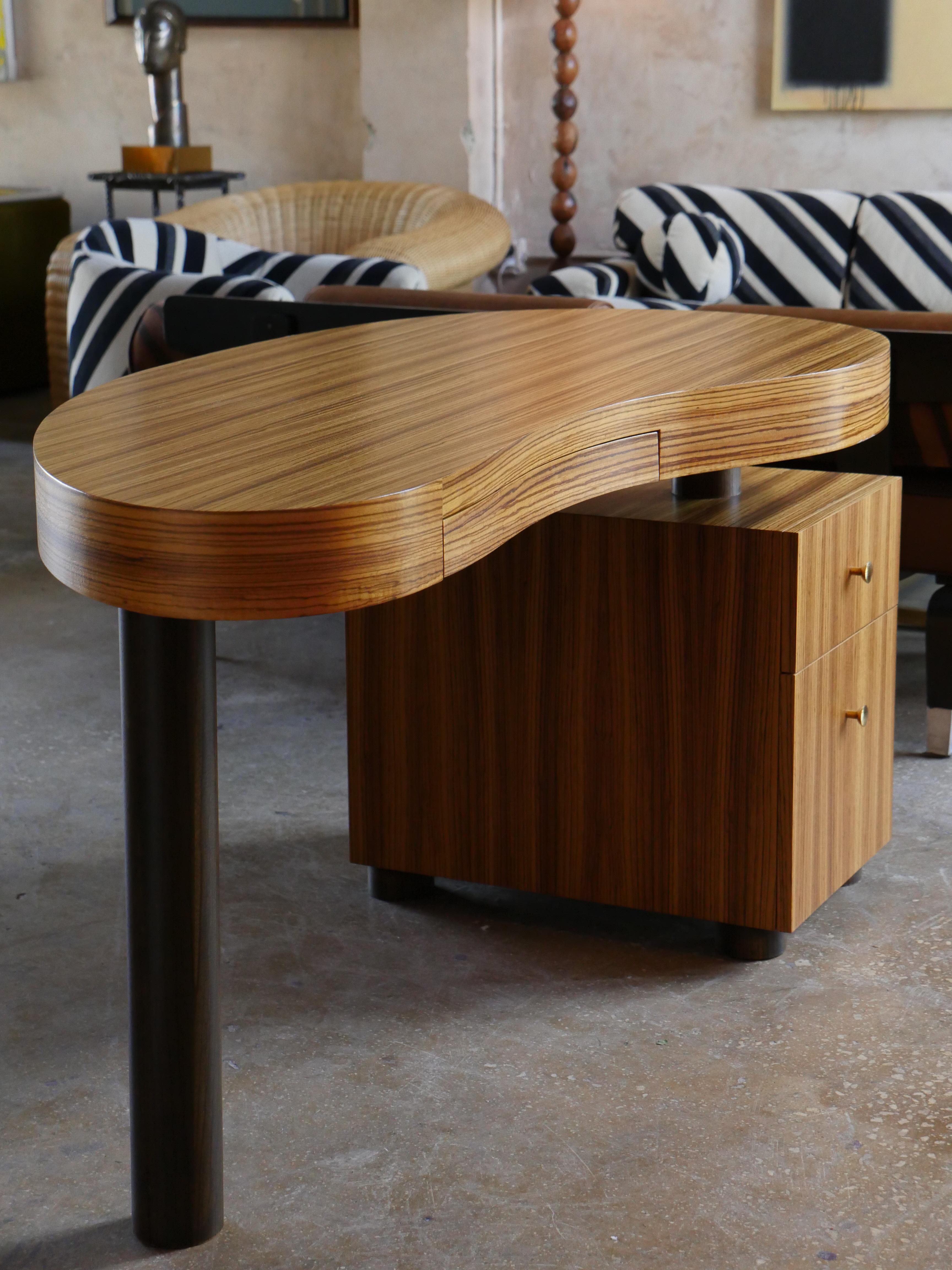 Late 20th Century Zebrawood Kidney Shaped Desk with Floating Top For ...