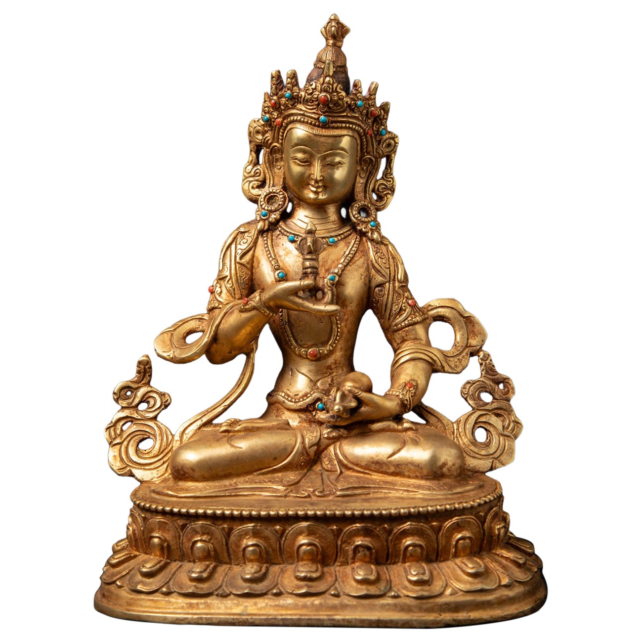 Late 20th centuryOld bronze Nepali Vajrasattva statue from Nepal For Sale