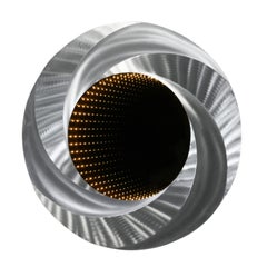 Late 20th-Early 21st C Modern Infinity Vortex Wall Mirror Round Brushed Aluminum