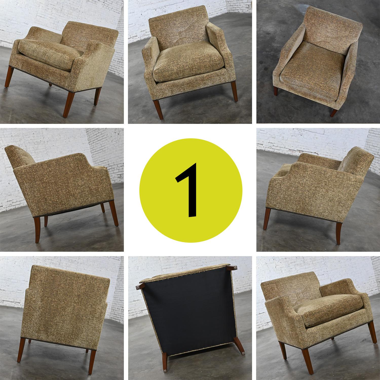 Late 20th - Early 21st Century Modern Khaki Accent Lounge Chair Down Seat For Sale 8