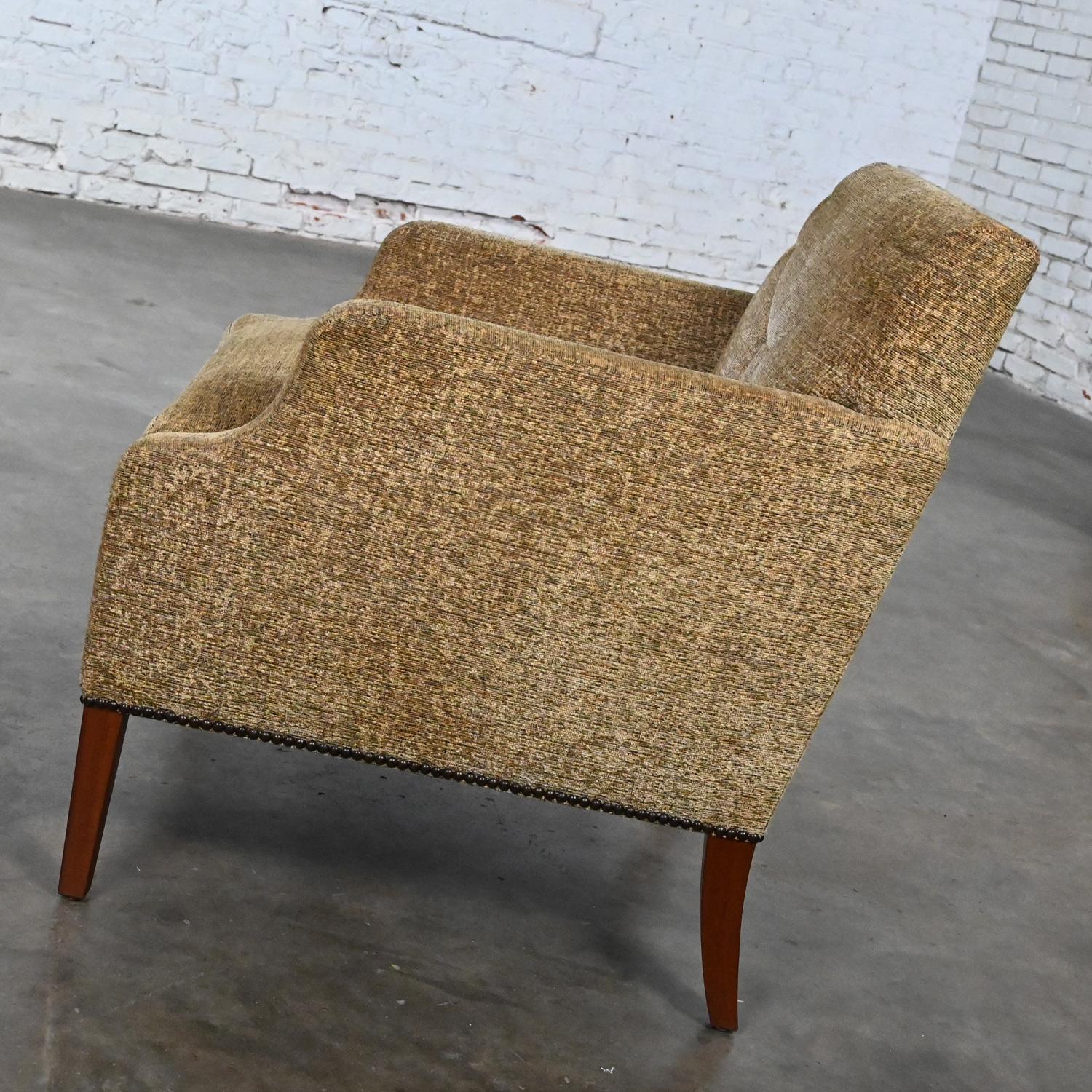 Late 20th - Early 21st Century Modern Khaki Accent Lounge Chair Down Seat In Good Condition For Sale In Topeka, KS