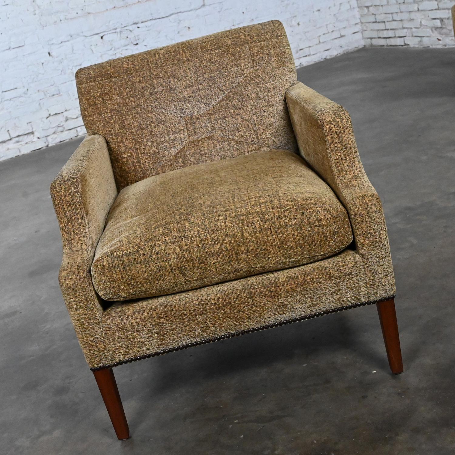 20th Century Late 20th - Early 21st Century Modern Khaki Accent Lounge Chair Down Seat For Sale
