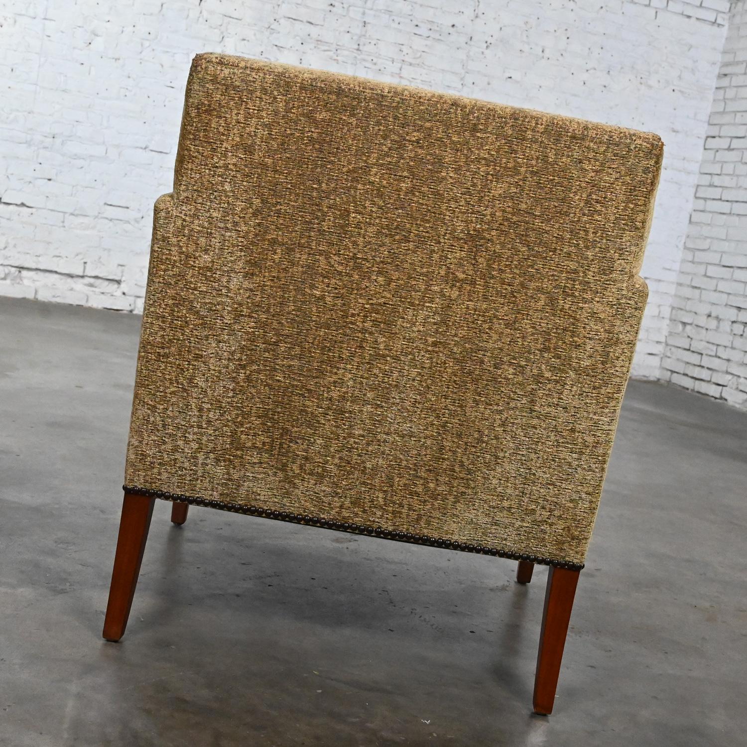 Fabric Late 20th - Early 21st Century Modern Khaki Accent Lounge Chair Down Seat For Sale
