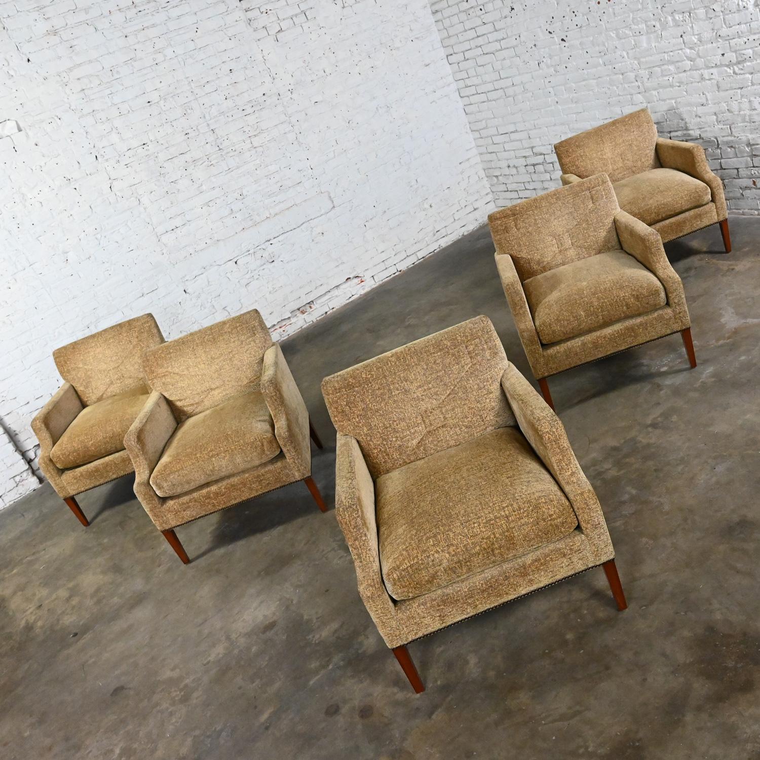 Late 20th - Early 21st Century Modern Khaki Accent Lounge Chair Down Seat For Sale 2