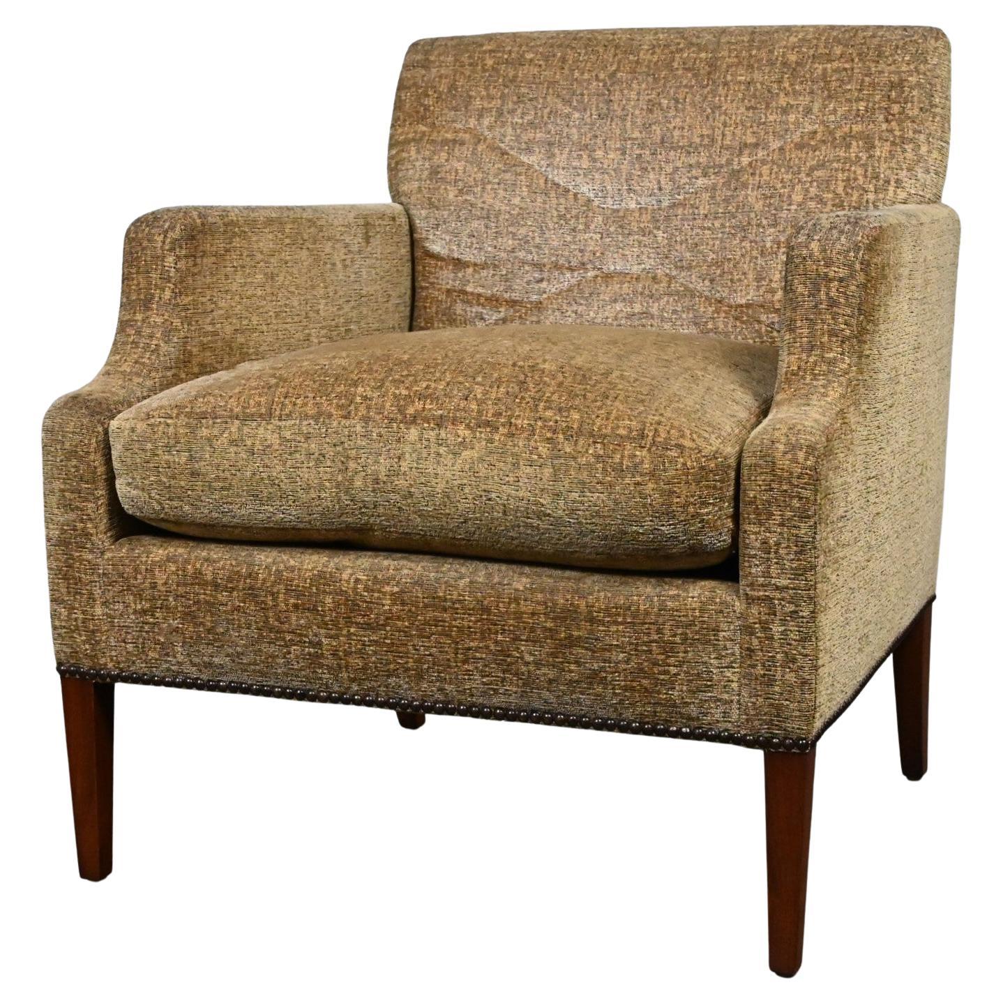 Late 20th - Early 21st Century Modern Khaki Accent Lounge Chair Down Seat For Sale