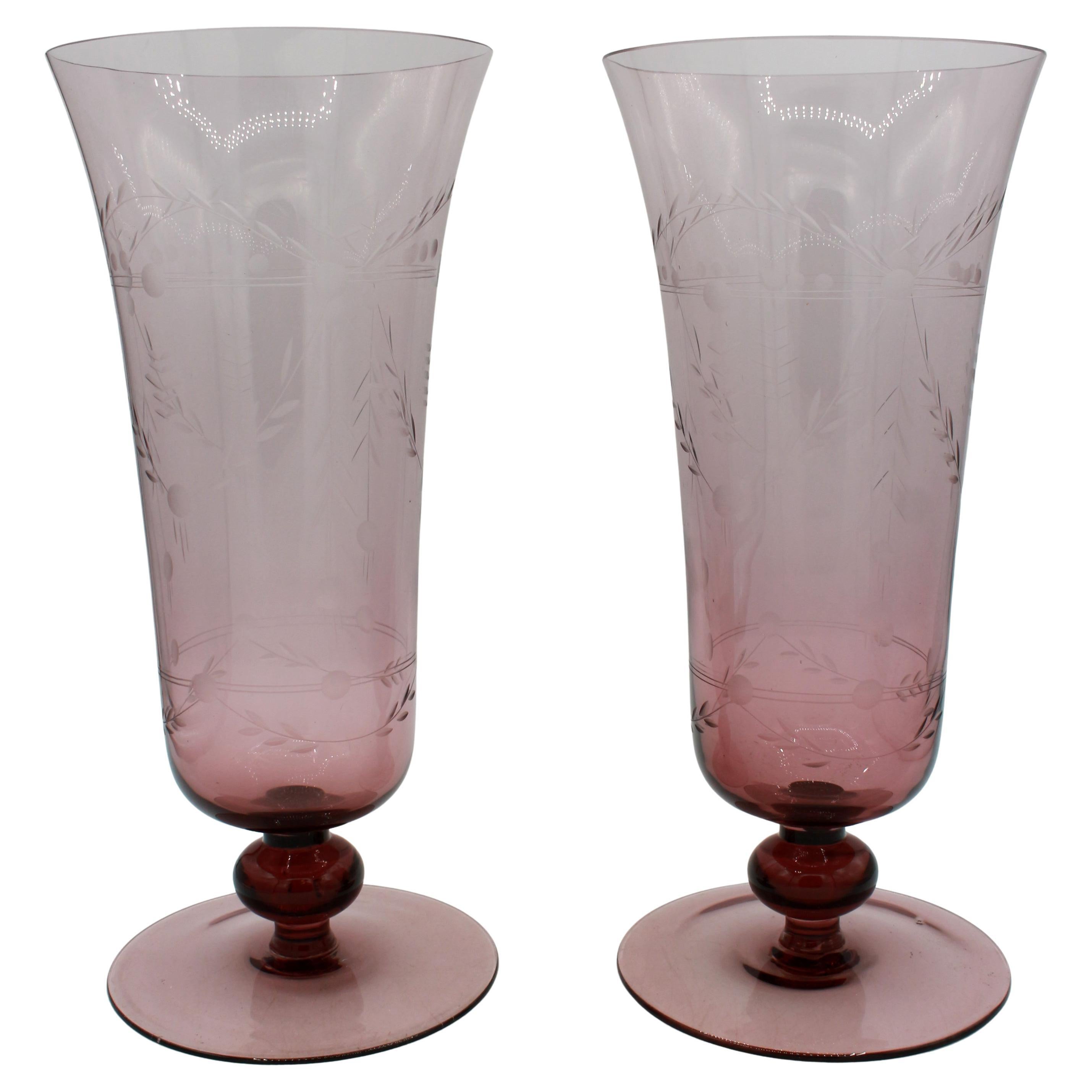 Late 20th-Early 21st Century Pair of Glasses Vases by Thomas O
Brien For Sale
