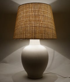 Late 20th White Enameled Ceramic Table Lamp