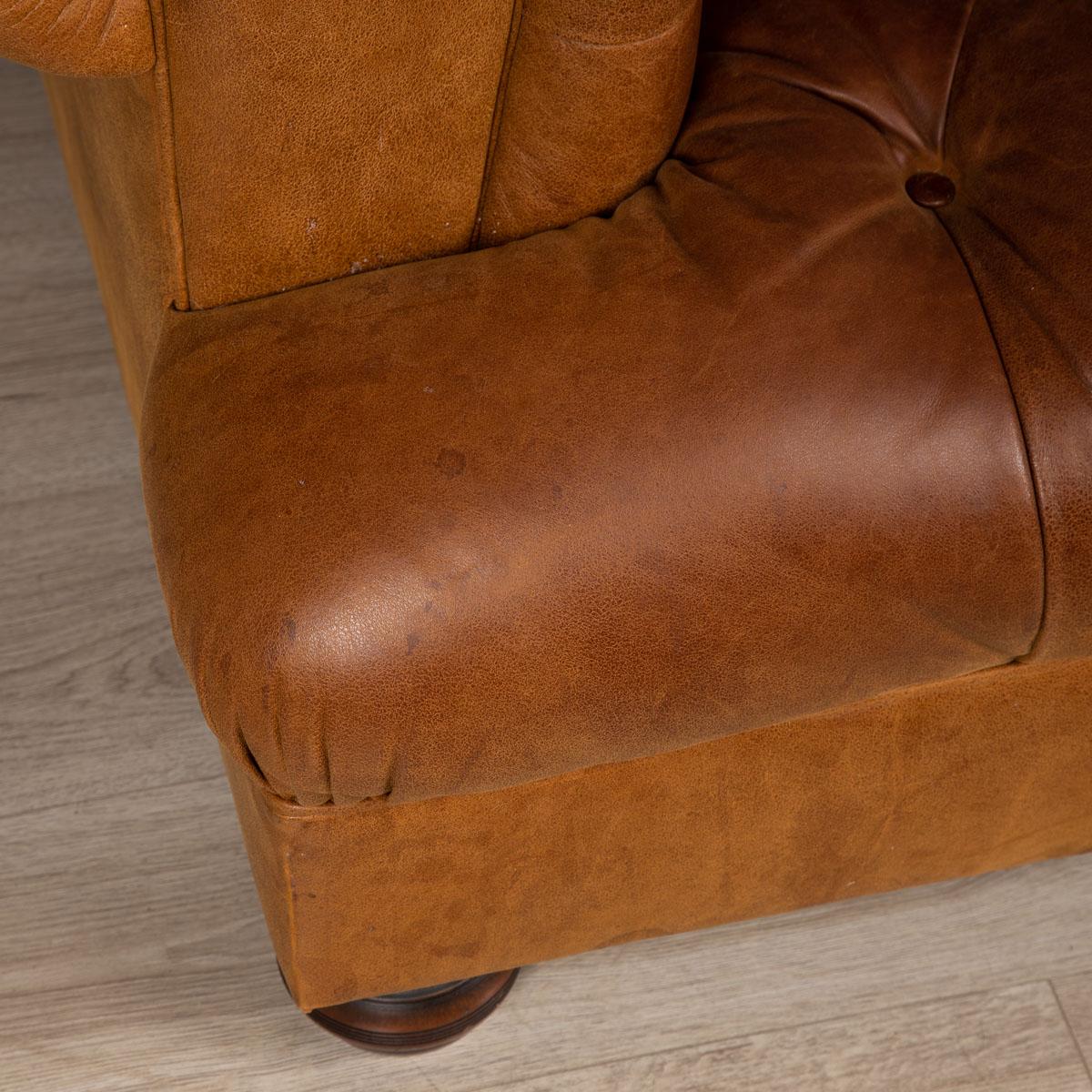 Late 20th Century 3-Seat Chesterfield Leather Sofa with Button Down Seat 1