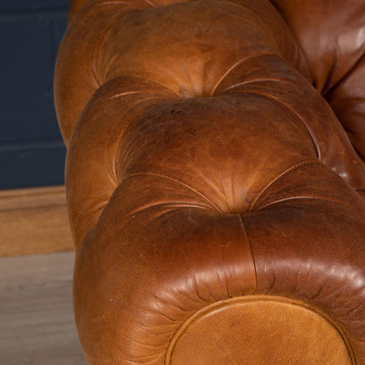 Late 20th Century 3-Seat Chesterfield Leather Sofa with Button Down Seat 3