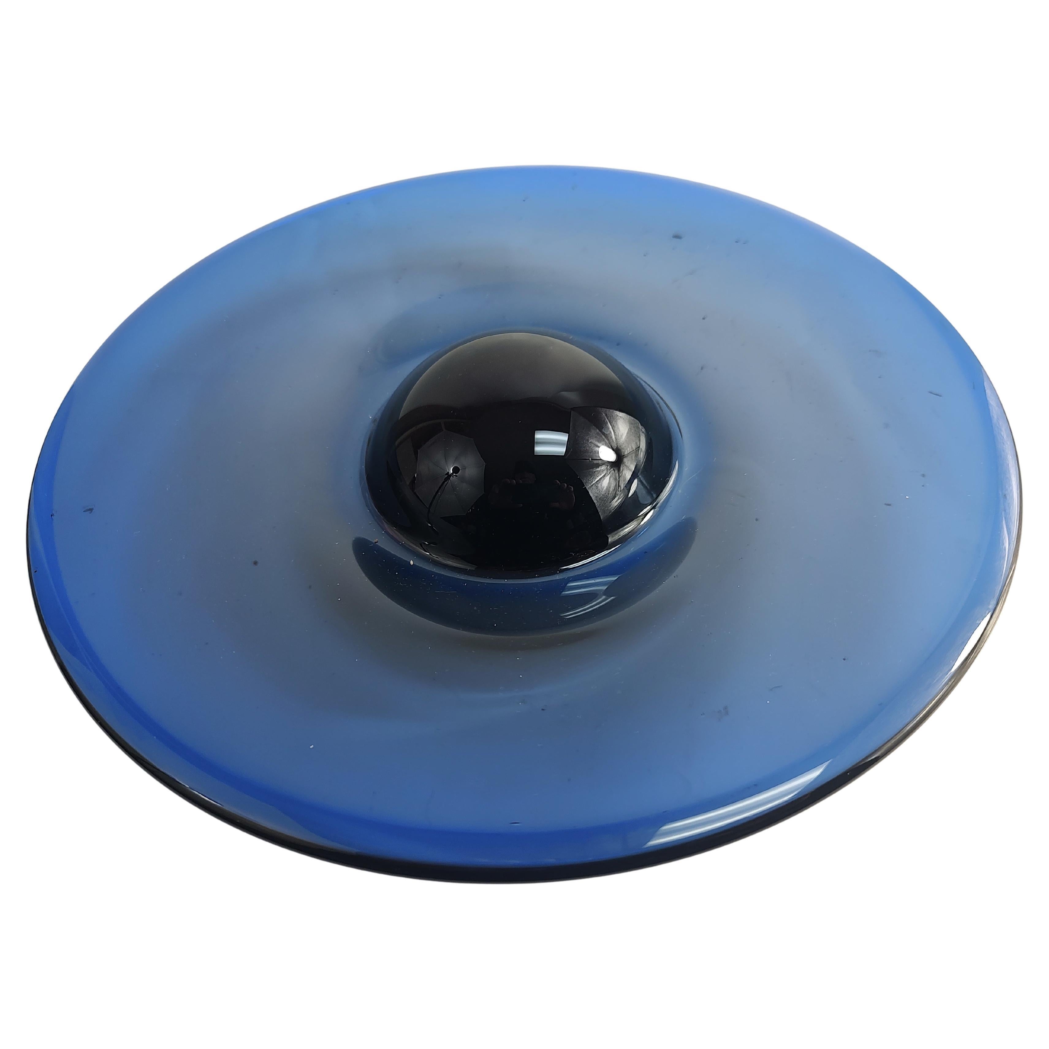Late 20thC Blue & Red Art Glass Dish by Jaroslav Wasserbauer For Sale