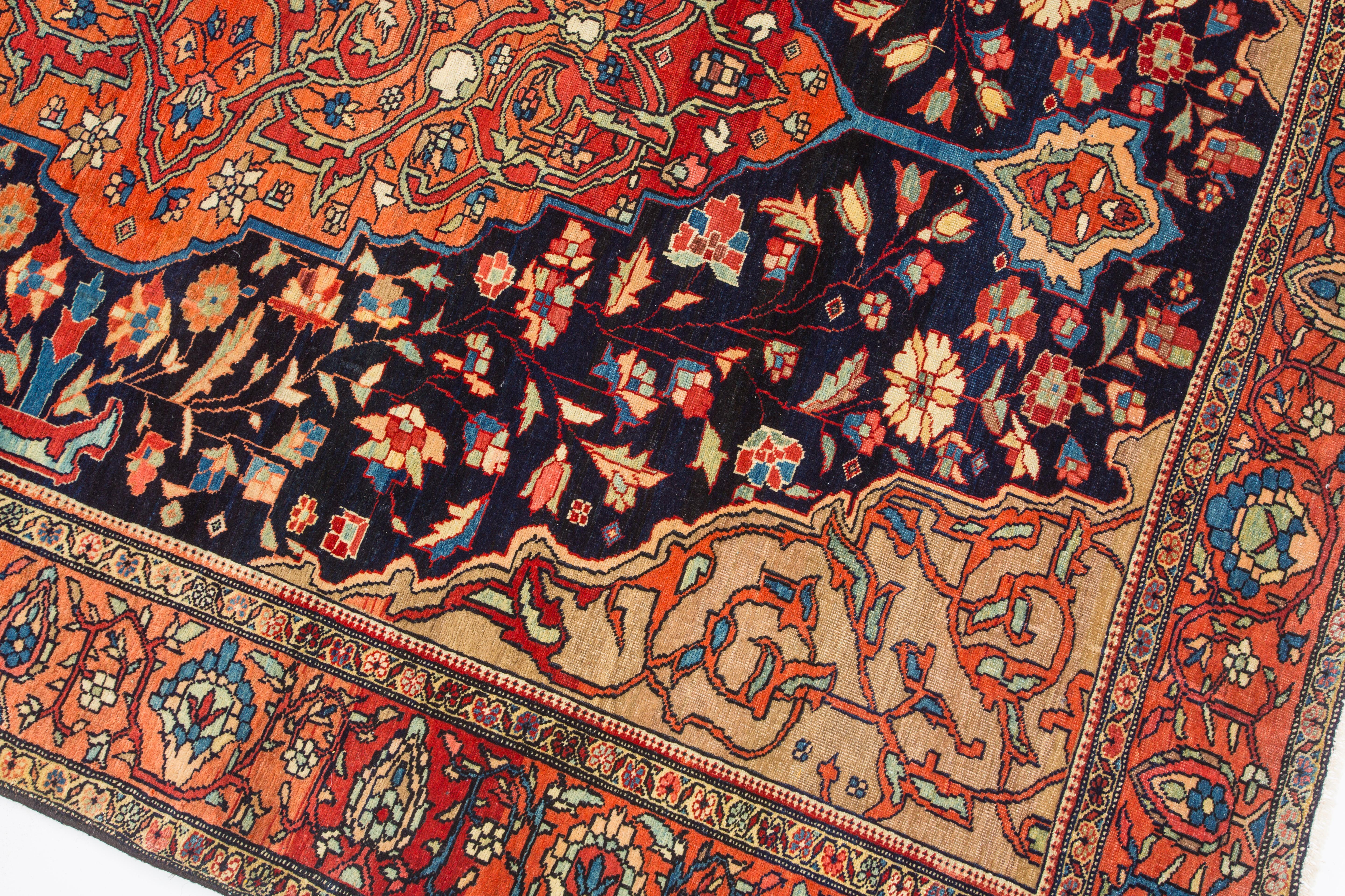 Persian Late 3rd Quarter 19th Century Antique Ferahan Sarouk, Glorious Flowers  For Sale