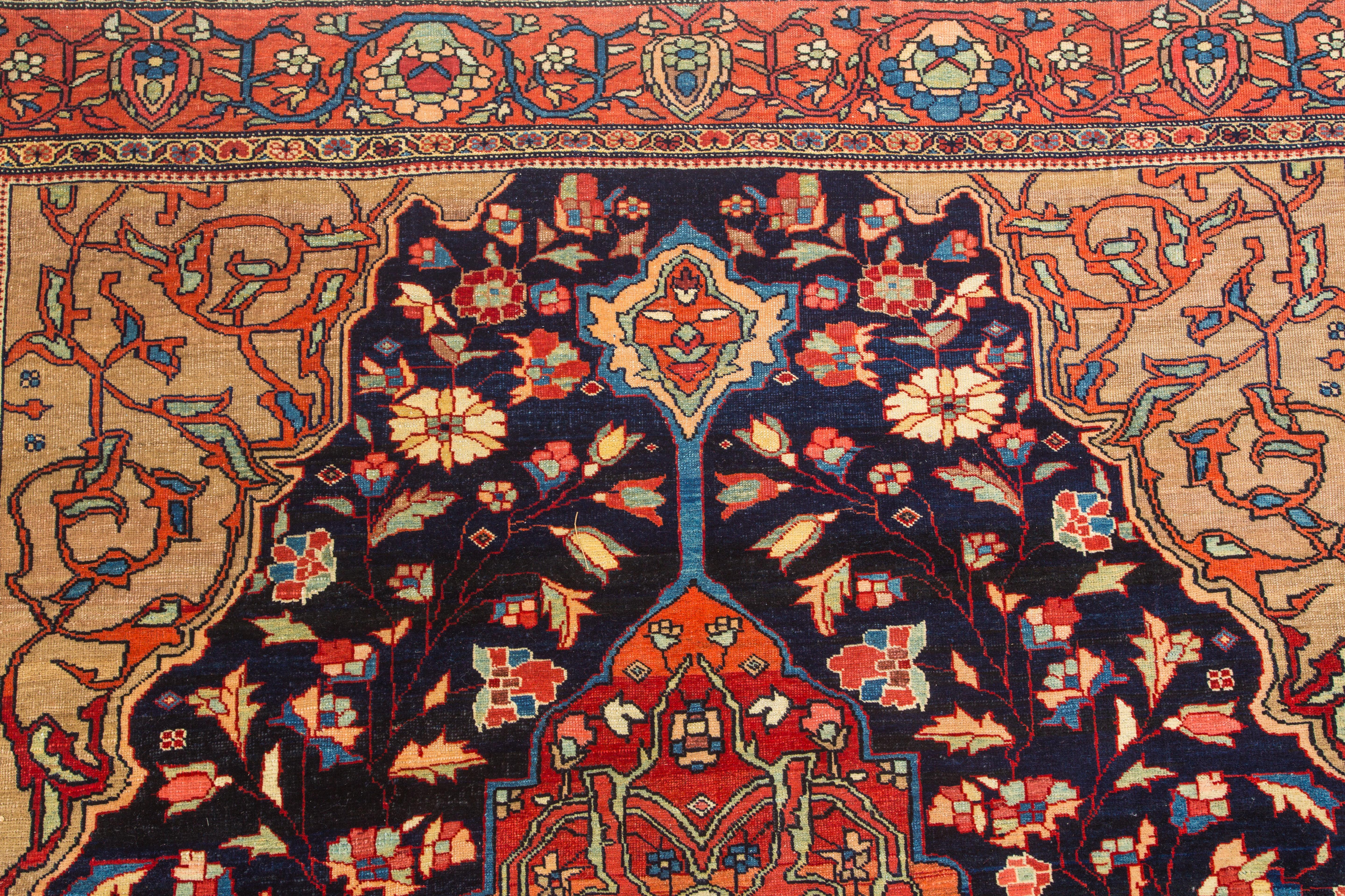 Antike Ferahan Sarouk-Blumen aus dem späten 3. Jahrhundert, 19. Jahrhundert  (Gewebt) im Angebot
