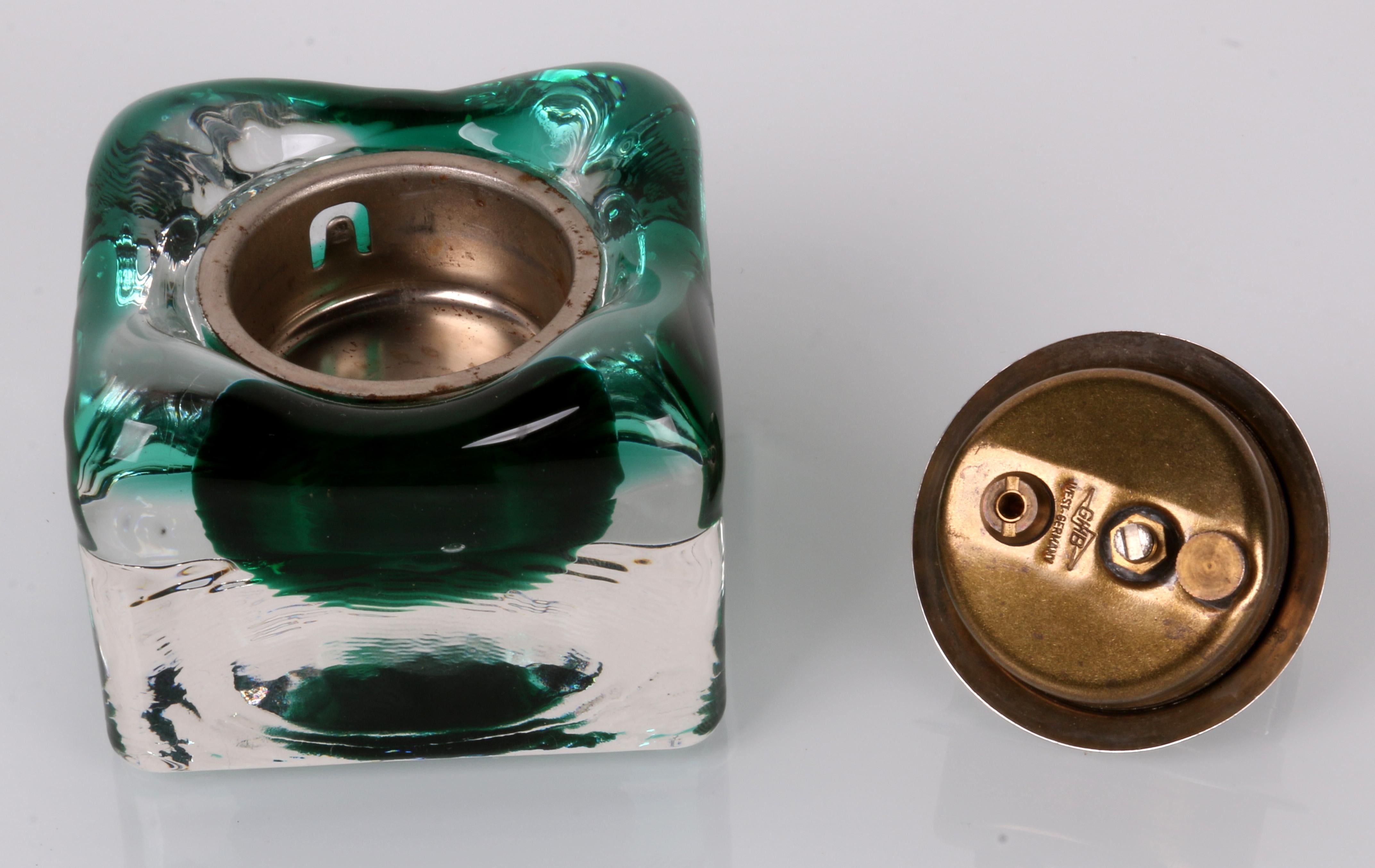 late 60s early 70s SET of a sommerso glass ashtray a candle holder and a lighter 4