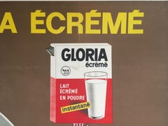 Late 1960s Original Vintage French Coffee Poster, 'Gloria Ecreme' by Savignac
