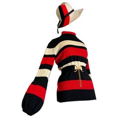 Late 60s Saks Fifth Avenue Color-Block Hat
Wool Knit Striped Sweater Ensemble Late 60s Saks Fifth Avenue Color-Block Hat
Wool Knit Striped Sweater Ensemble