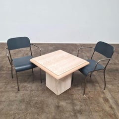Table basse carrée en travertin de la fin des années 70
