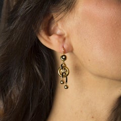 Late ‘800 Bourbon-Style 18 Kt Gold Earrings with Black Enamel and Micro-Pearls