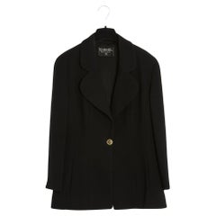Retro Late 80s Chanel black Wool Classic 'CC' Jacket Ensemble FR40 US10
