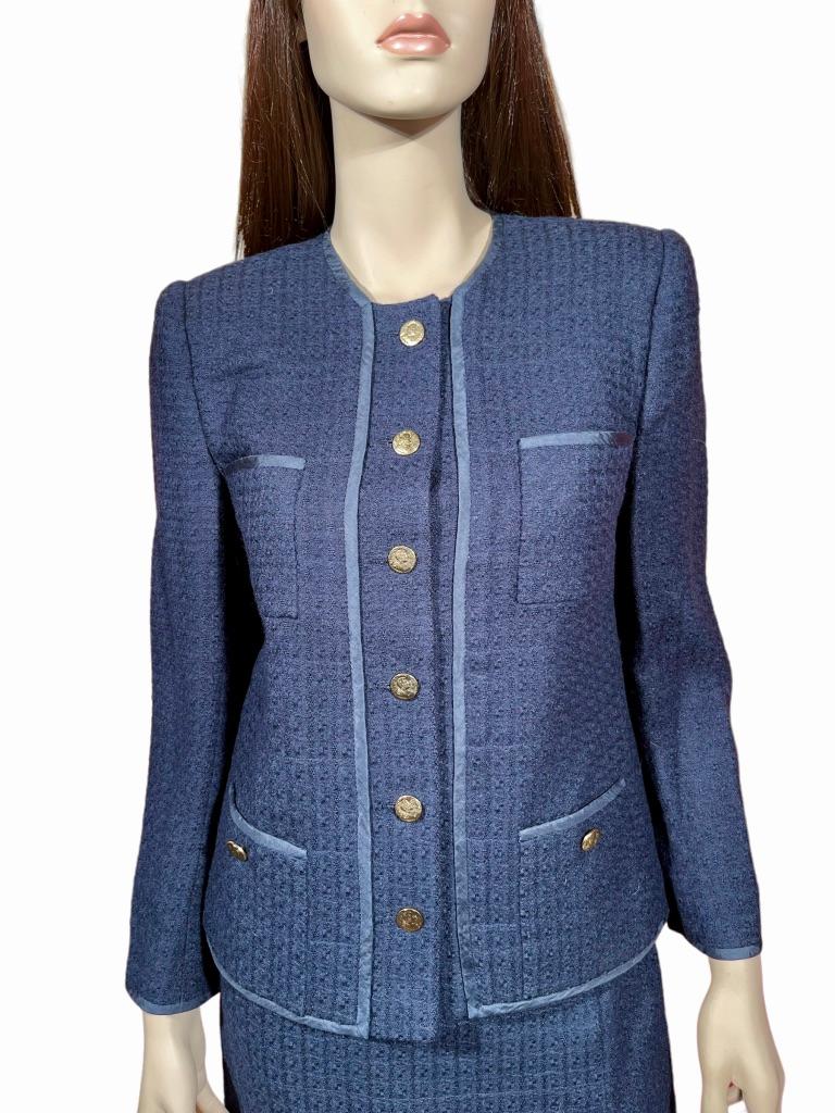 Late 80’s Chanel Saks Fifth Avenue Navy Tweed Suit 2