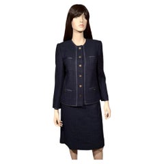 Late 80’s Chanel Saks Fifth Avenue Navy Tweed Suit