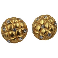Late 80's Chanel Vintage Gold Plated Earrings with Crystals