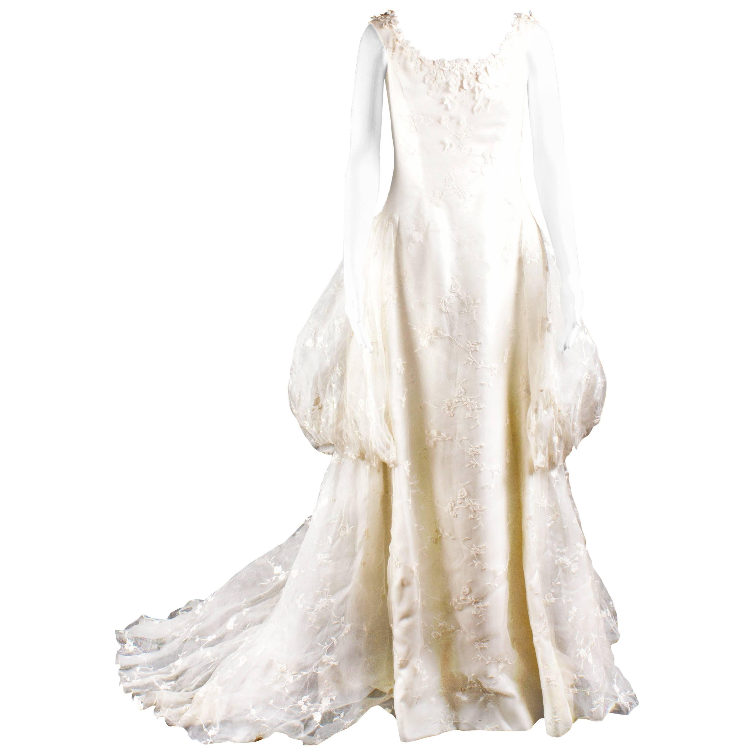 Late 80'S Sarli white wedding dress For Sale