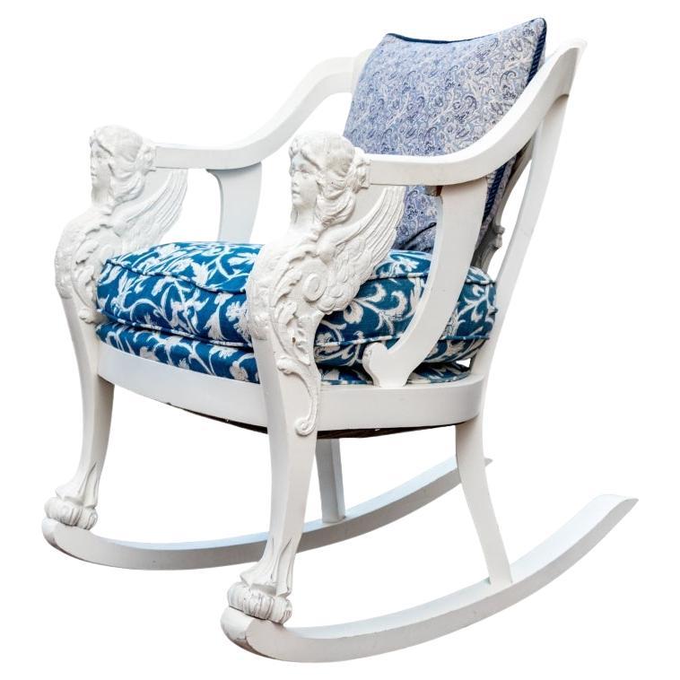 Fauteuil à bascule Empire tardif, sculpté et peint, vers 1890 1890 en vente