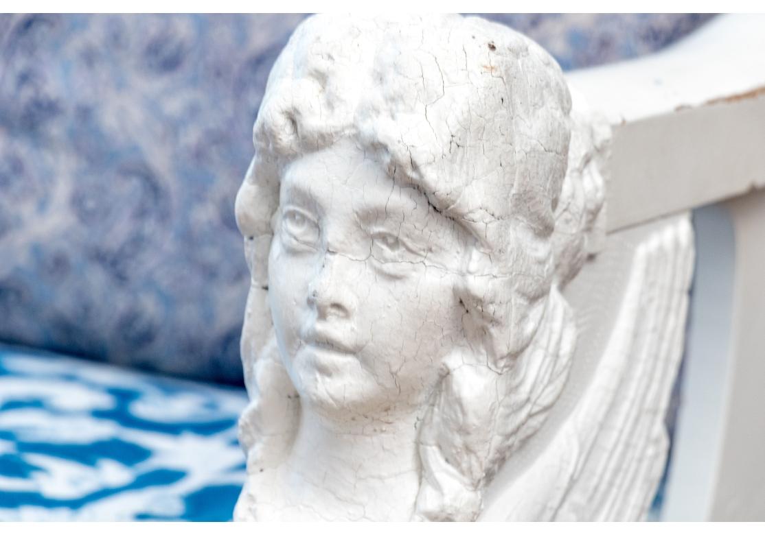 Sillón Americano Imperio Tardío de Madera Tallada y Pintada, Ca. 1890 en venta 2