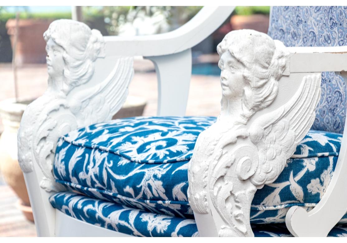 Sillón Americano Imperio Tardío de Madera Tallada y Pintada, Ca. 1890 en venta 3