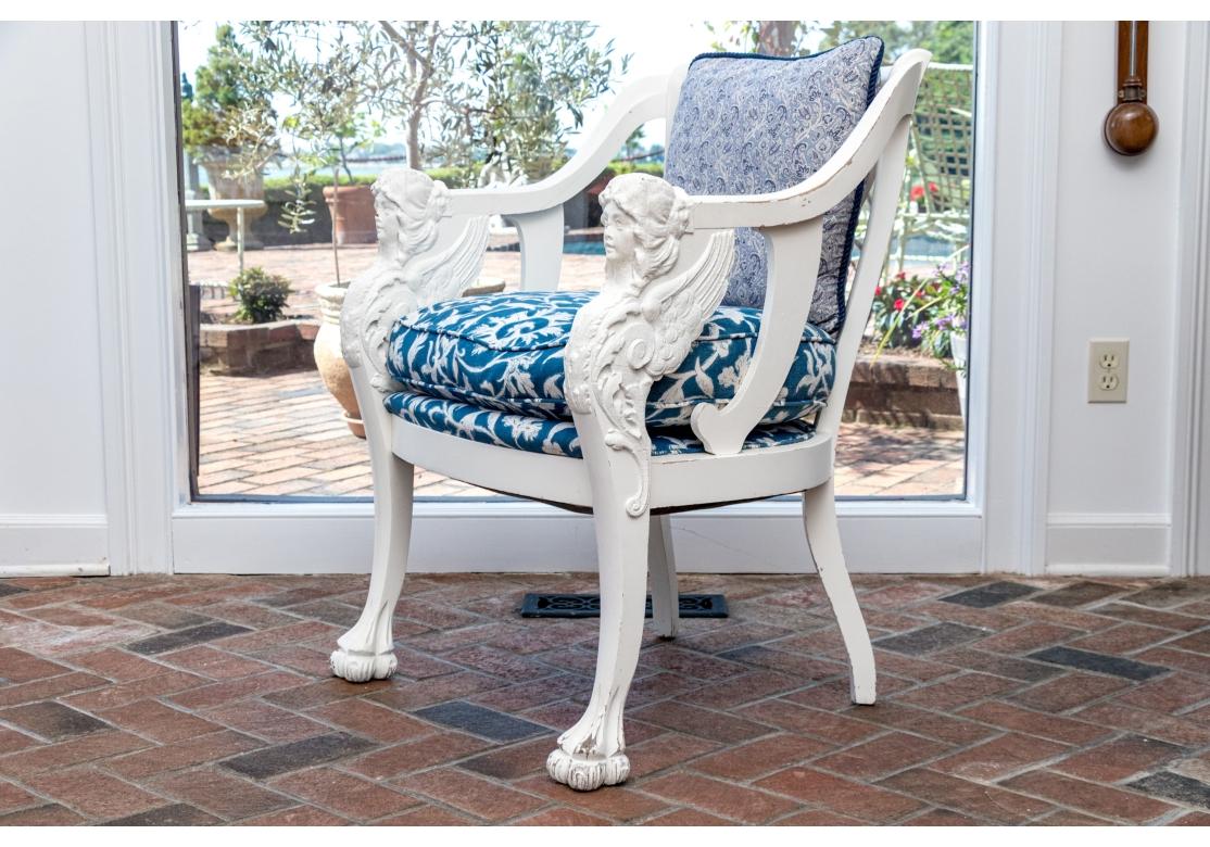 Sillón Americano Imperio Tardío de Madera Tallada y Pintada, Ca. 1890 en venta 4