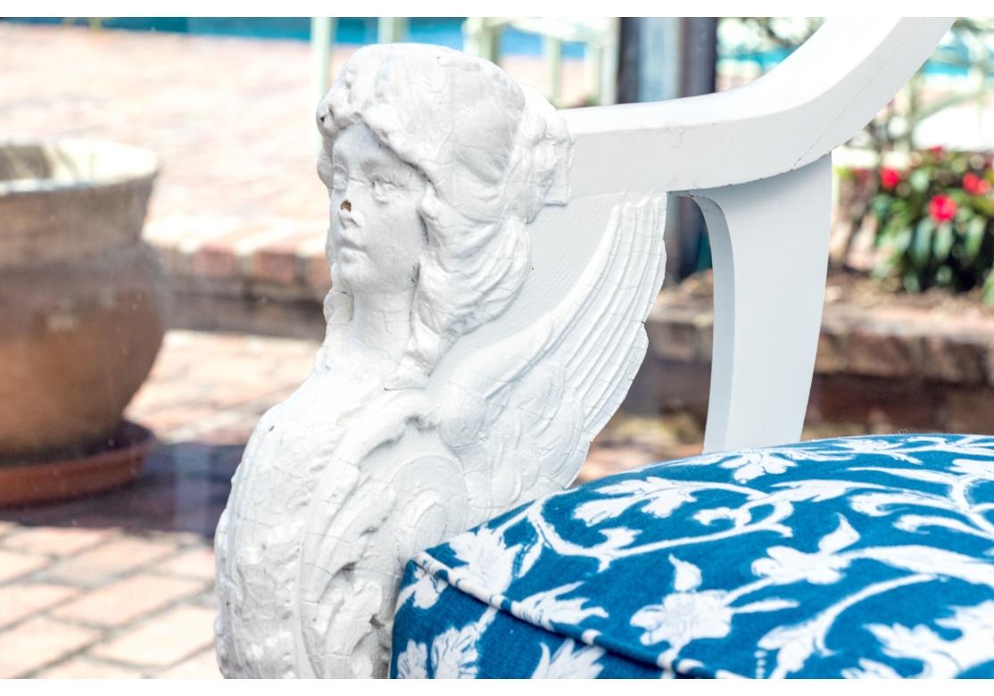 Sillón Americano Imperio Tardío de Madera Tallada y Pintada, Ca. 1890 Tallado en venta