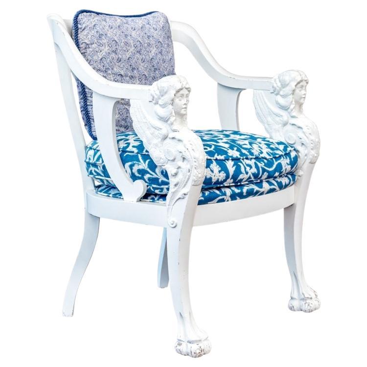 Fauteuil Empire en bois sculpté et peint, vers 1890 1890