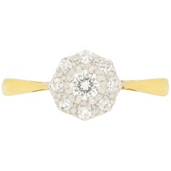 Vintage Late Art Deco 0.15 Carat Diamond Daisy Cluster Ring, circa 1940s