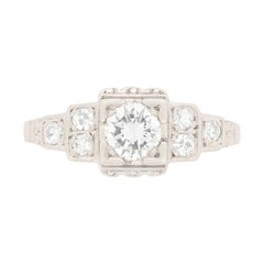 Late Art Deco 0.40 Carat Diamond Engagement Ring, circa 1940s Late Art Deco 0.40 Carat Diamond Engagement Ring, circa 1940s