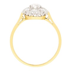 Late Art Deco 0.40ct Diamond Daisy Cluster Ring, c.1940s
