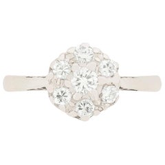 Late Art Deco 0.50 Carat Diamond Cluster Ring, circa 1930s