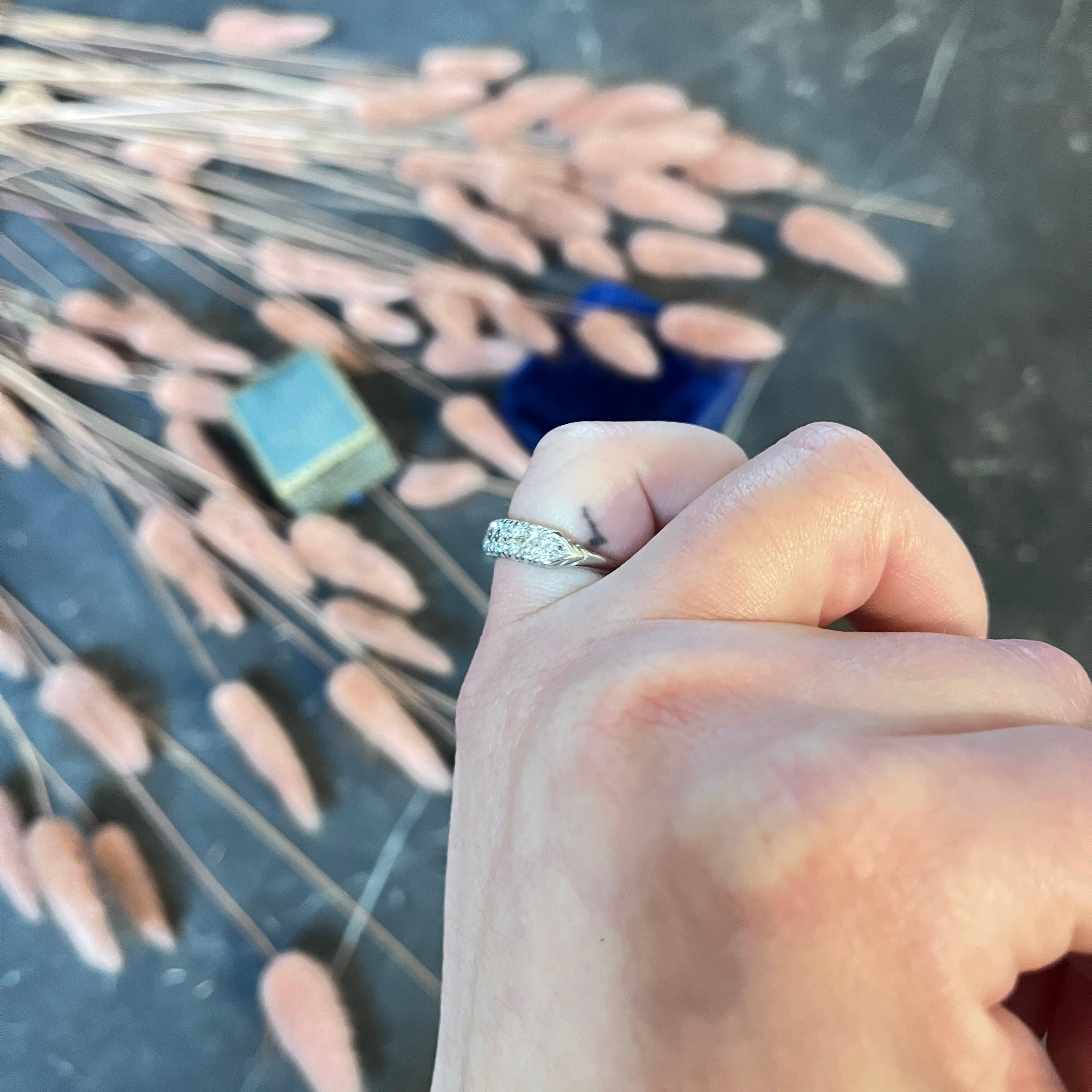 Platin-Cluster-Ring mit 0,50 Karat Diamant im Einzelschliff im späten Art déco-Stil 6