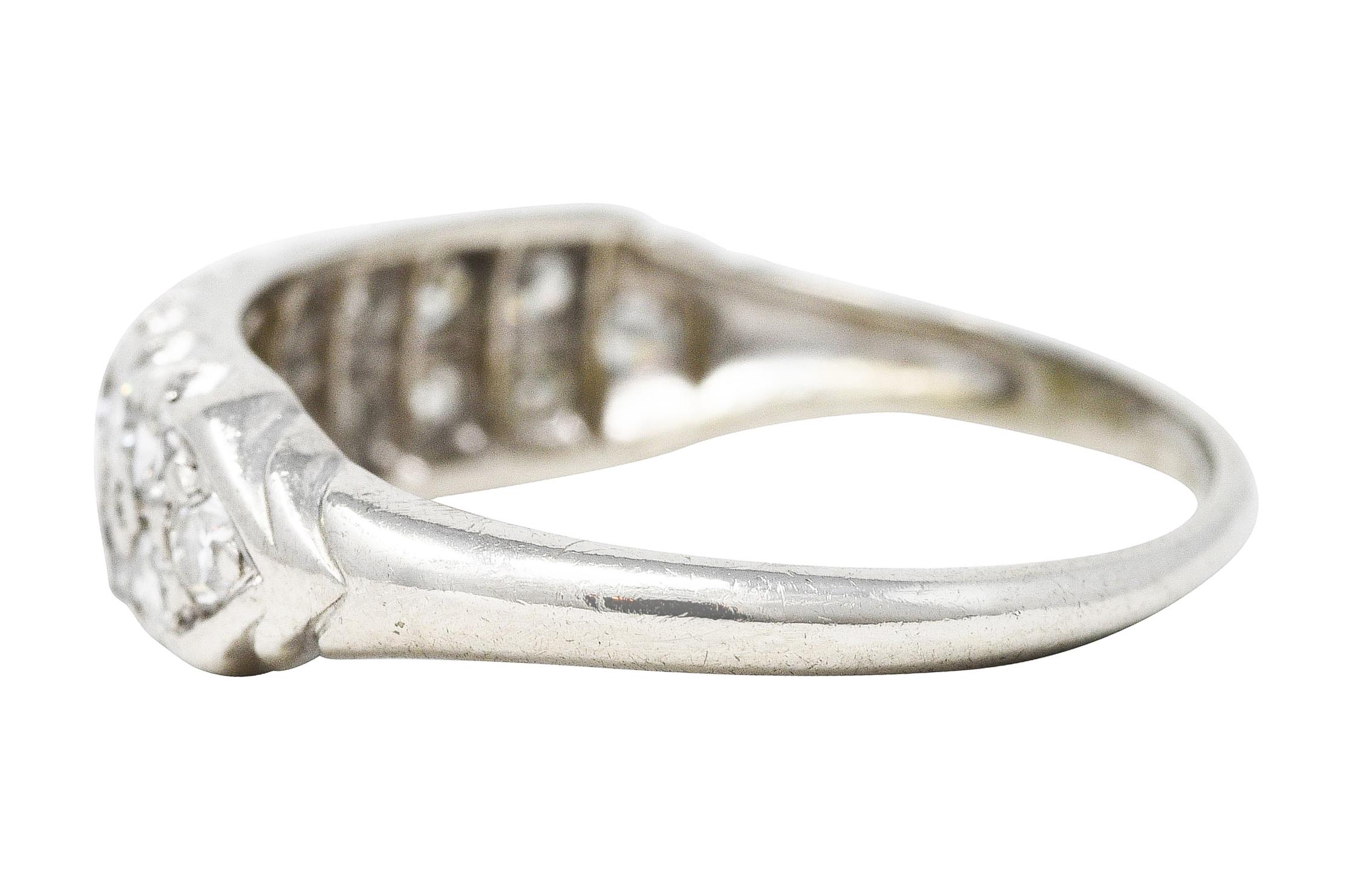 Women's or Men's Late Art Deco 0.50 Carat Single Cut Diamond Platinum Cluster Band Ring