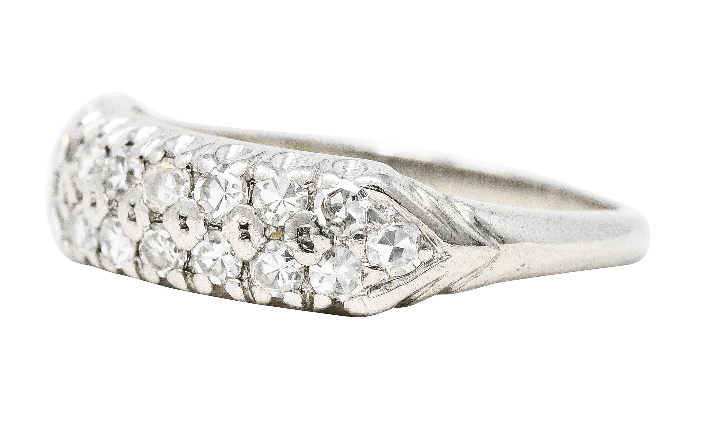 Late Art Deco 0.50 Carat Single Cut Diamond Platinum Cluster Band Ring 1