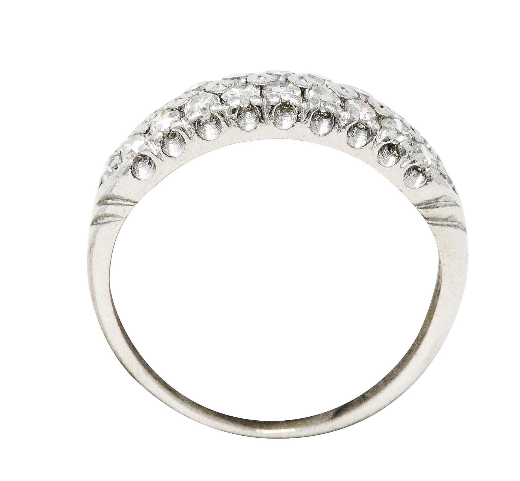 Late Art Deco 0.50 Carat Single Cut Diamond Platinum Cluster Band Ring 3