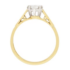 Late Art Deco 0.55 Carat Transitional Cut Diamond Ring, circa 1930s