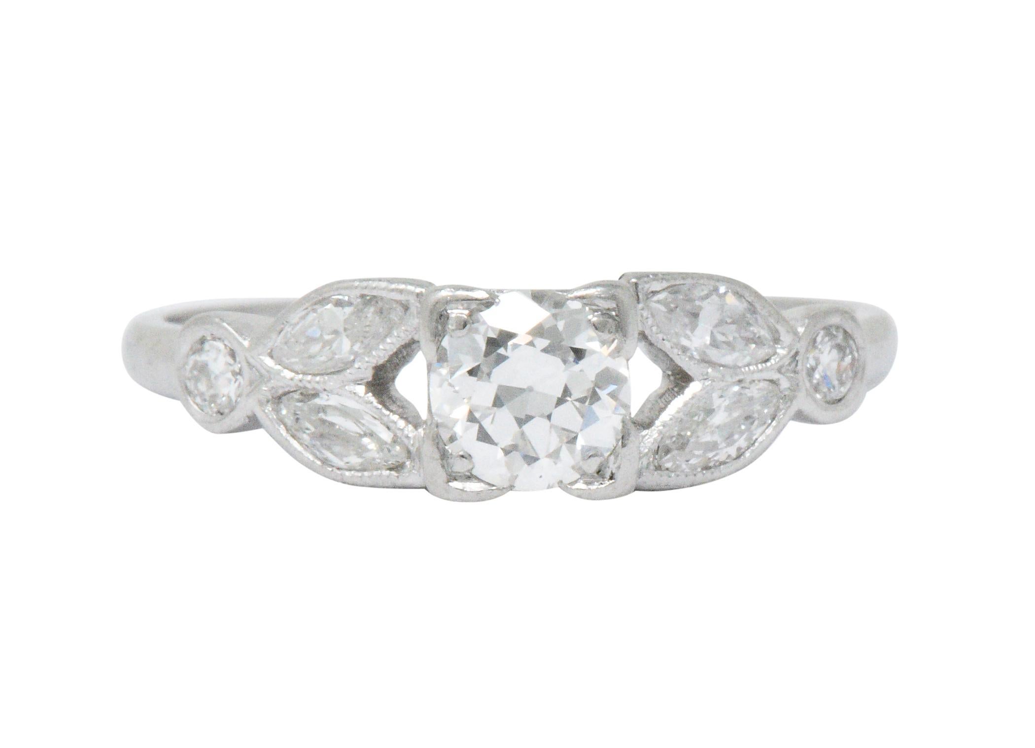 Late Art Deco 0.63 CTW Diamond And Platinum Alternative Ring In Excellent Condition In Philadelphia, PA