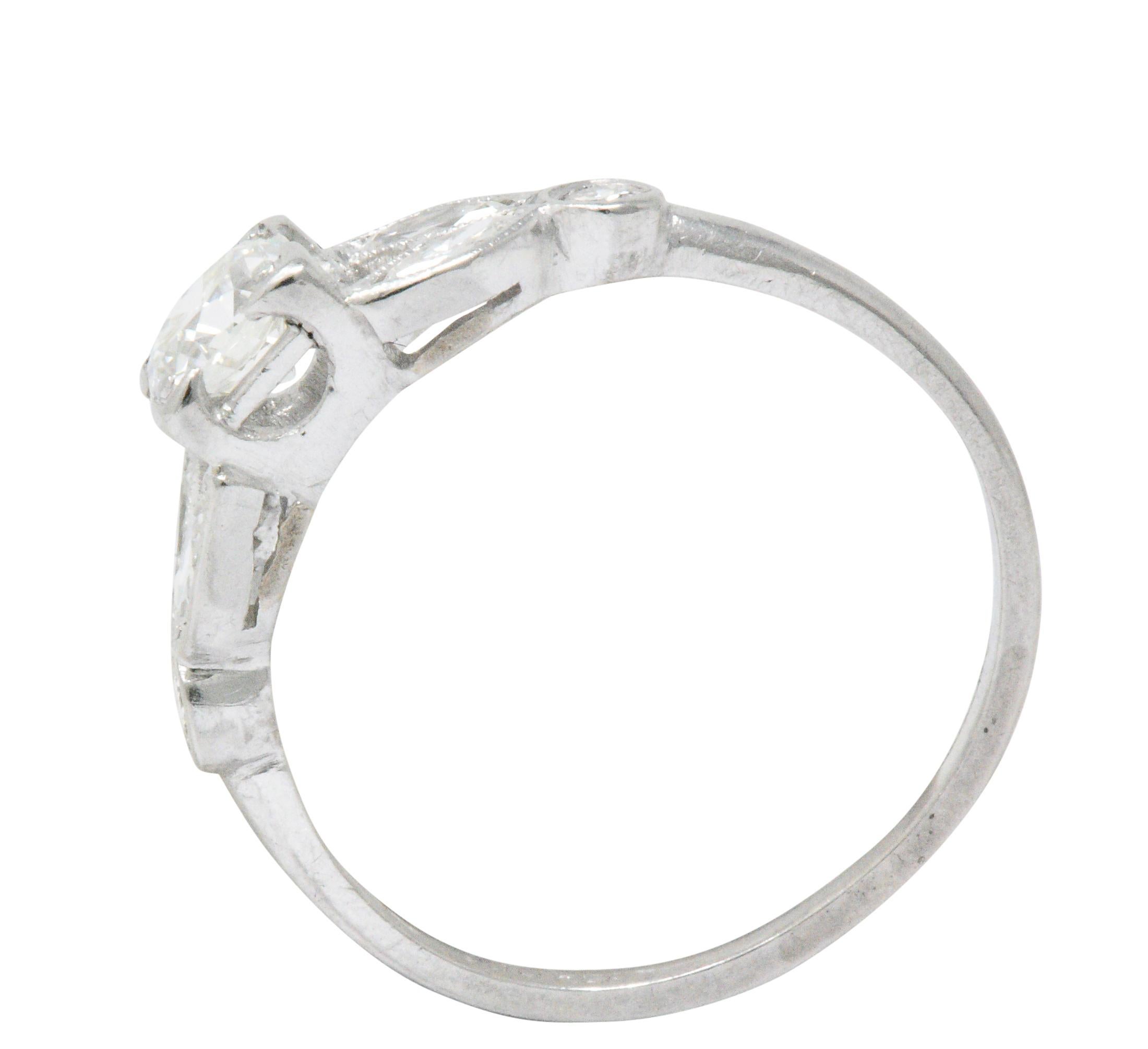 Women's or Men's Late Art Deco 0.63 CTW Diamond And Platinum Alternative Ring