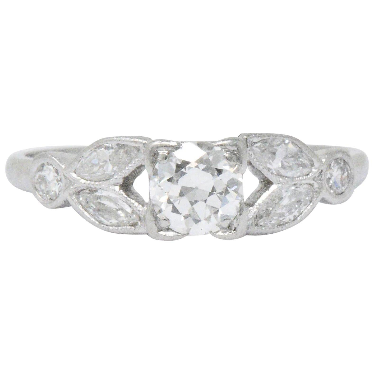 Late Art Deco 0.63 CTW Diamond And Platinum Alternative Ring