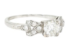 Late Art Deco 0.64 Carat Transitional Cut Diamond Platinum Engagement Ring