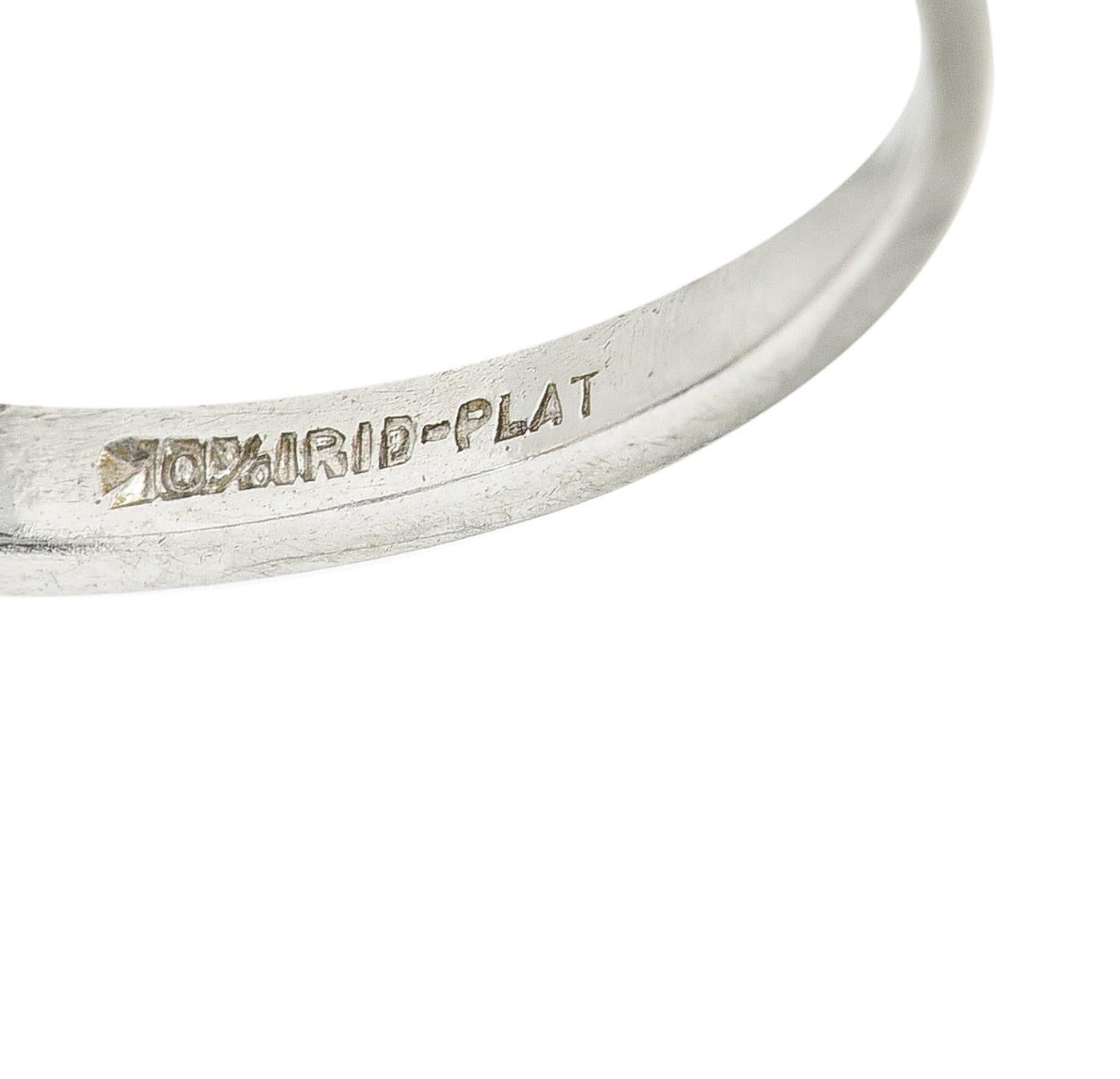 Late Art Deco 0.64 Carat Transitional Cut Diamond Platinum Engagement Ring For Sale 2