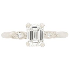 Late Art Deco 0.71 Carat Diamond Soliataire Engagement Ring, circa 1940s
