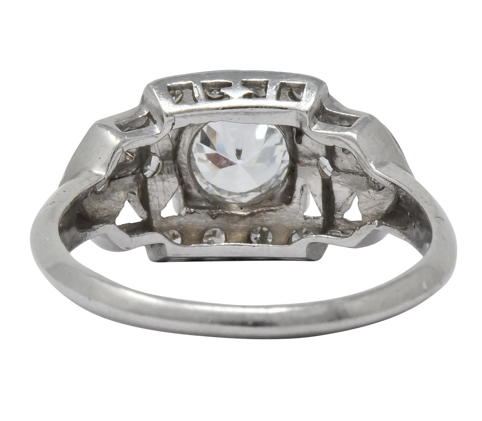 Late Art Deco 0.72 Carat Diamond Platinum Engagement Ring 2