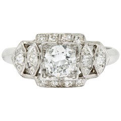 Late Art Deco 0.72 Carat Diamond Platinum Engagement Ring