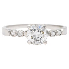 Late Art Deco 0.82 CTW Diamond Platinum Engagement Ring